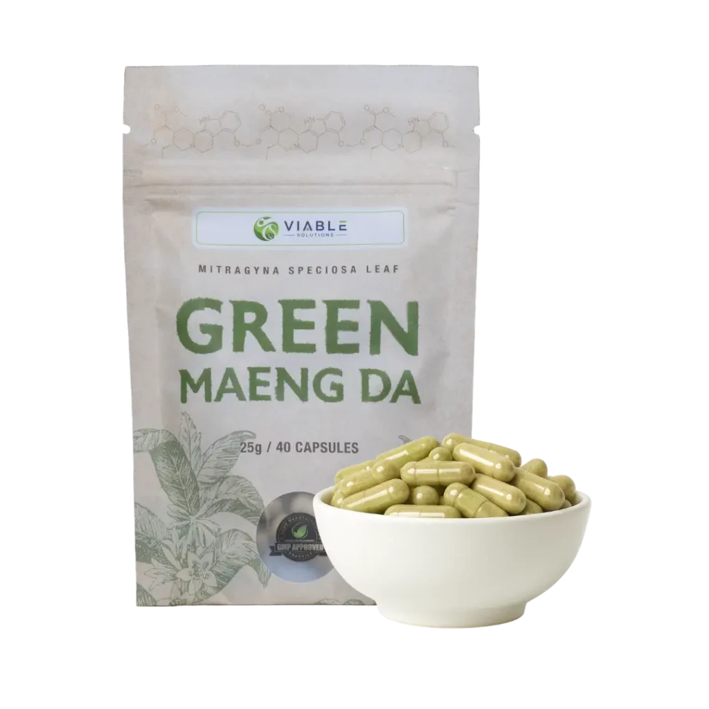 Viable Solutions Green Maeng Da 25MG Capsules (Capsules in image are a stock image, and are not a representation of of the actual product.)