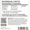 Kratom Botanical Facts panel for 5 capsules