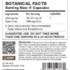 Kratom Botanical Facts panel for 6 capsules