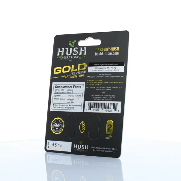 Hush Kratom Gold Extract Capsules Back