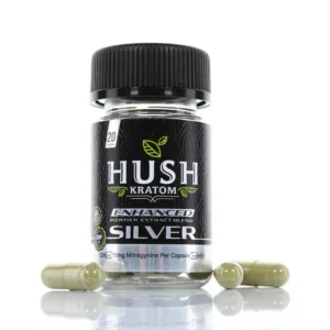 Hush Kratom Silver Enhanced Extract Powder Blends Capsules